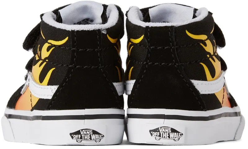 Vans Baby Black & Yellow Hot Flame Sk8-Mid Reissue V Sneakers (T VN0A5DXD99C)