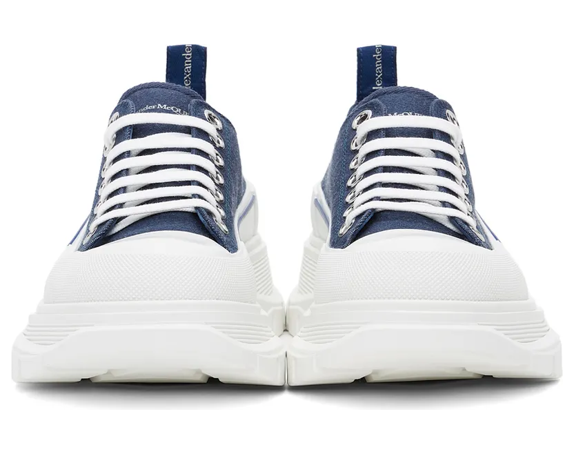 Alexander McQueen Indigo Denim Tread Slick Sneakers (604257W4PD1) (2)