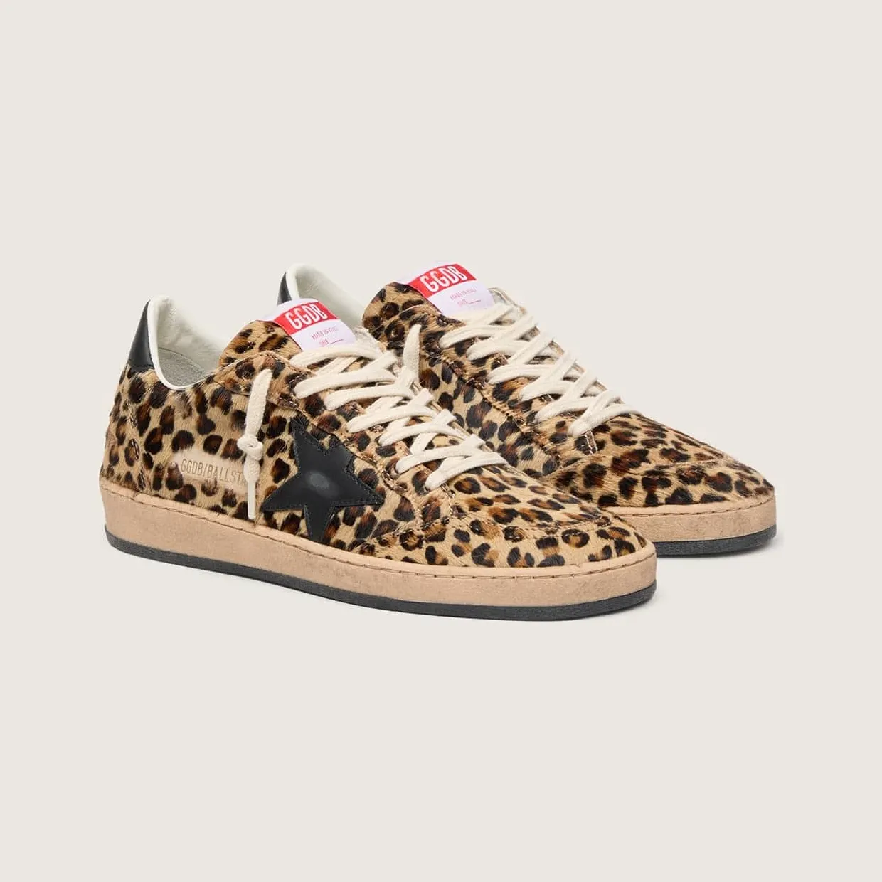 Golden Goose Ball Star In Leo-Print Pony Skin, Black Leather Star & Heel Tab (GWF00117.F003427.81629) (2)