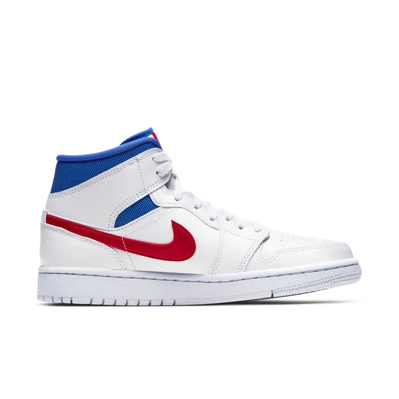 Air Jordan Womens Nike AJ I 1 Mid White ‘Red Royal’ (2020) (BQ6472-164)