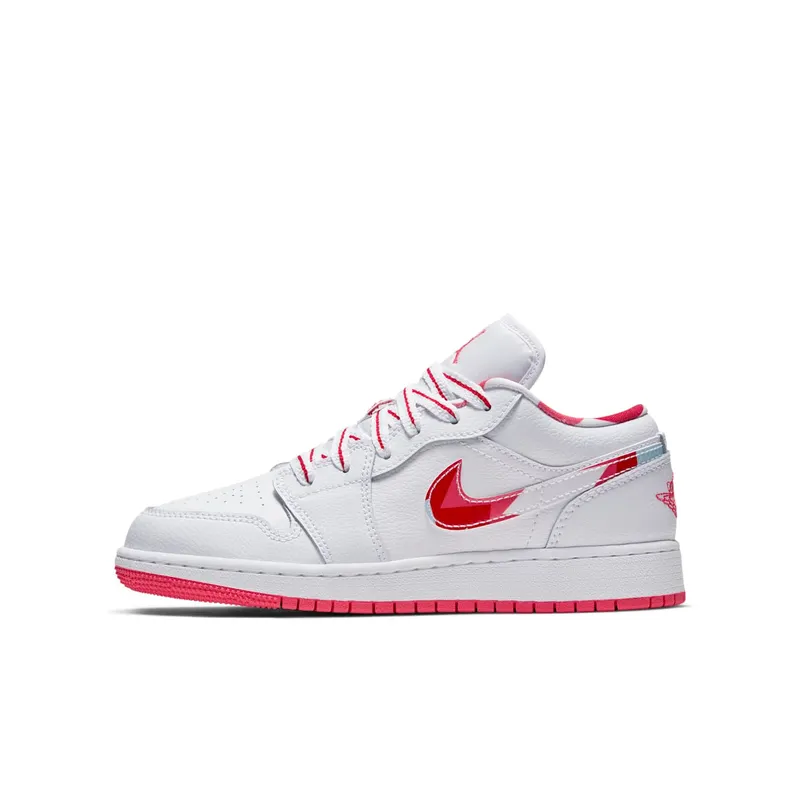 Jordan 1 Low Topaz Mist (GS) White/Ember Glow-Topaz Mist-University Red (554723-104)