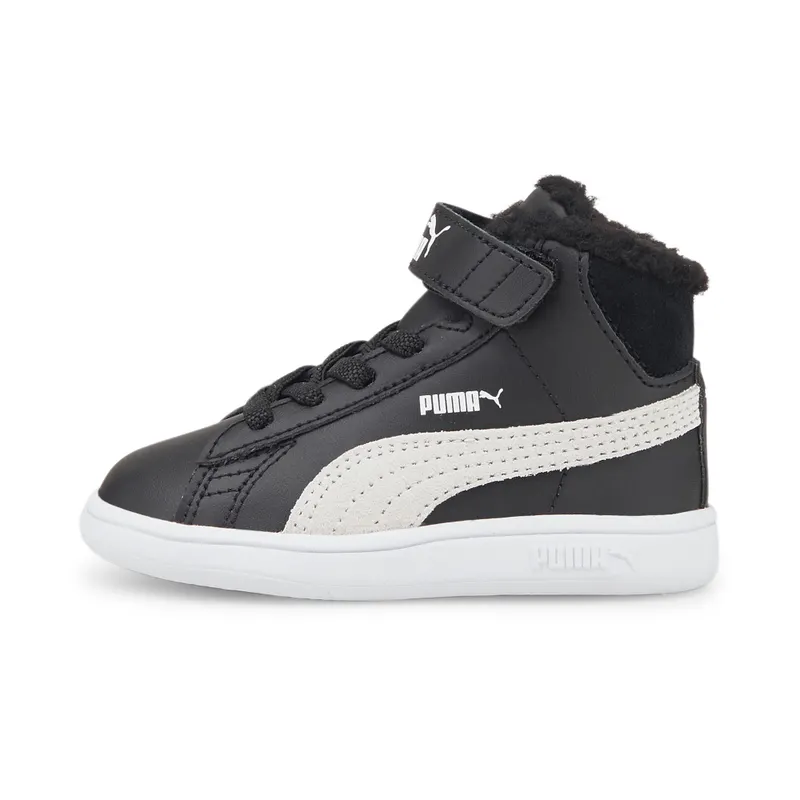 PUMA Smash V2 Mid Fur V Babies’ Black/White (366899-02)
