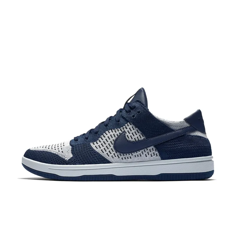 Nike Dunk Low Flyknit College Navy Pure Platinum College Navy/Pure Platinum-Black-Wolf Grey (917746-400)