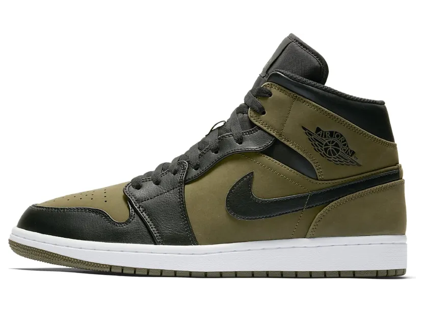 Air Jordan 1 Mid “Olive Canvas / White / Black” (554724-301)