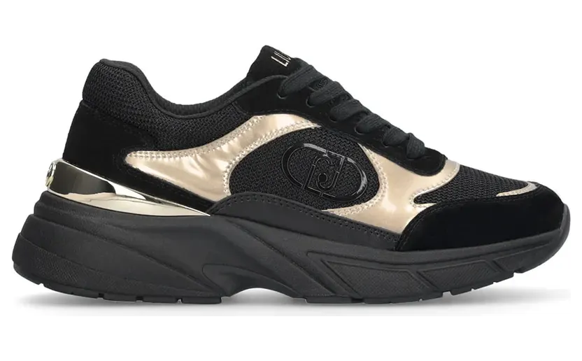 Liu Jo sneaker Cow Suede/Mesh/Metal Black/Light Gold (BF5017PX031S1189)