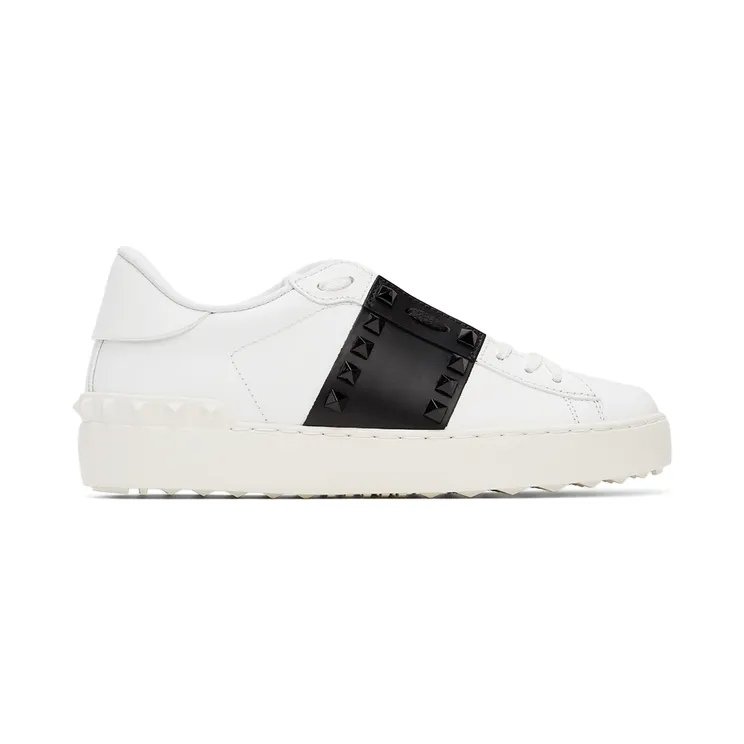 Valentino Garavani White & Black ’11’ Rockstud Untitled Sneakers (WW2S0A01LTU)