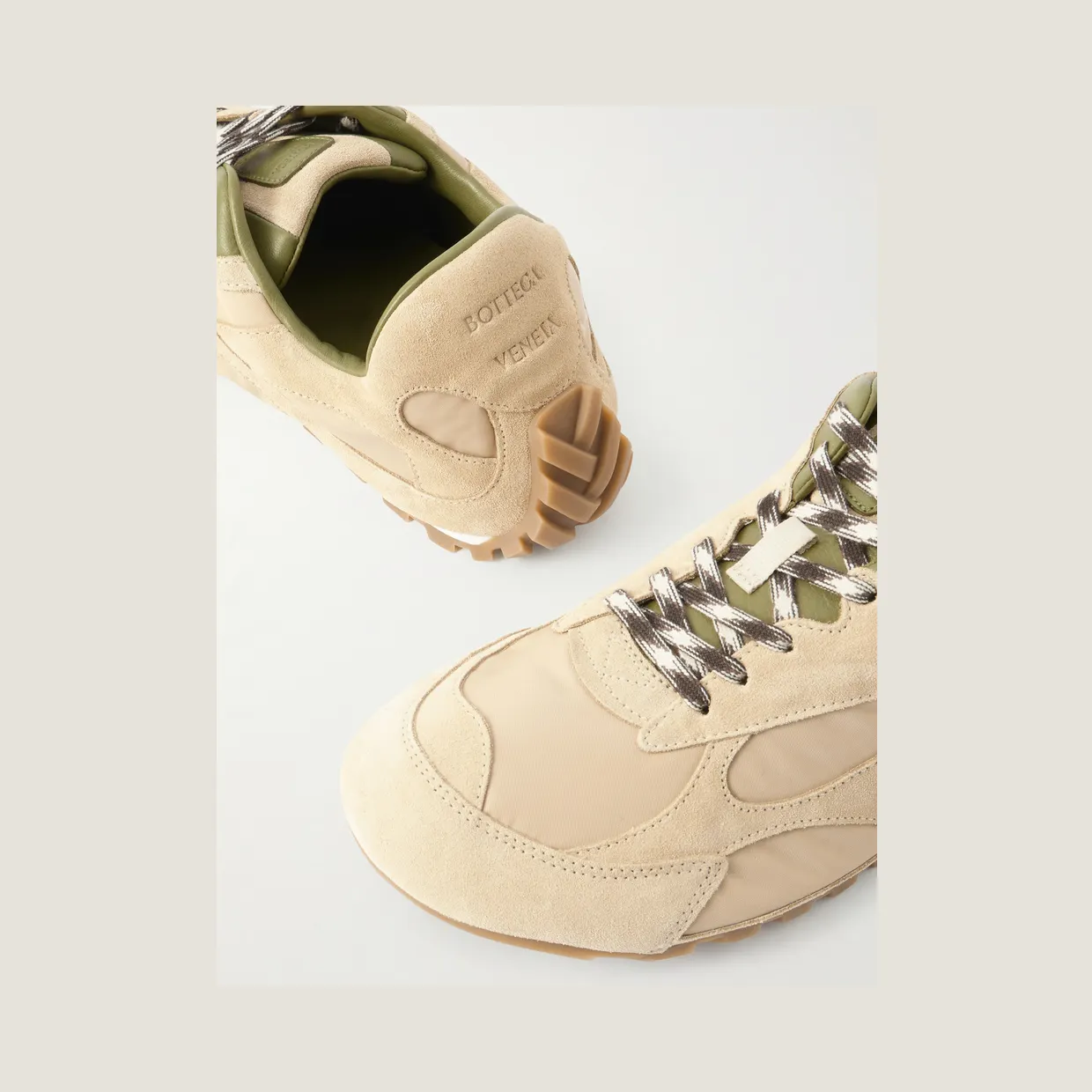 Bottega Veneta Orbit Leather and Shell-Trimmed Suede Sneakers Green (838373V3MS2) (5)