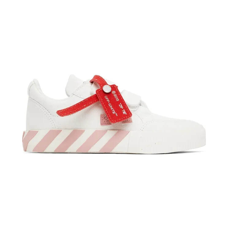 Off-White Kids White & Pink Canvas Vulcanized Low Strap Sneakers (OGIA003F21FAB0010130)