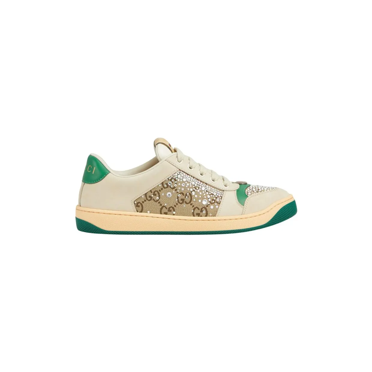 Gucci Screnner Ivory Green Crystals (812041 AAEB2 9541)