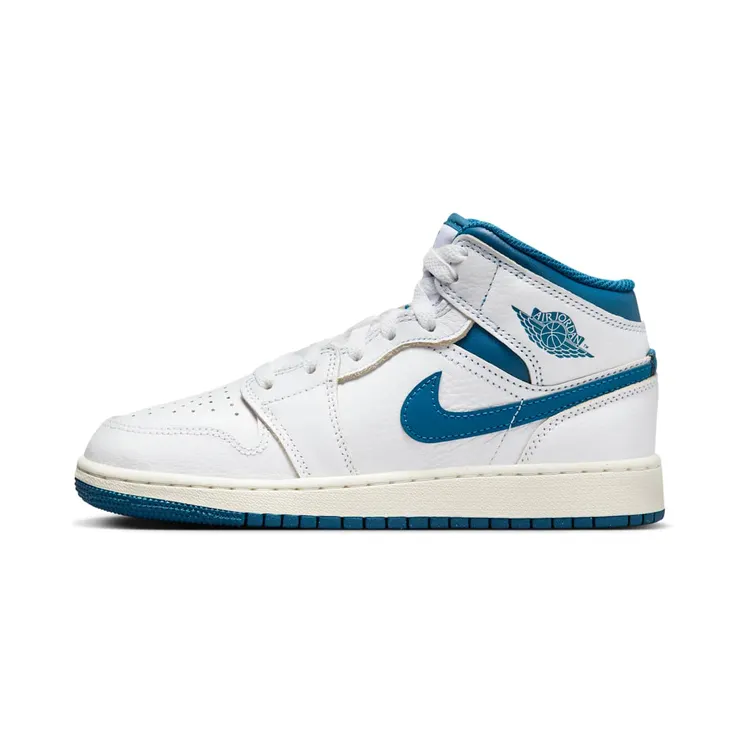 Jordan 1 Mid SE GS “White / Sail / Industrial Blue” (FN7432-141)