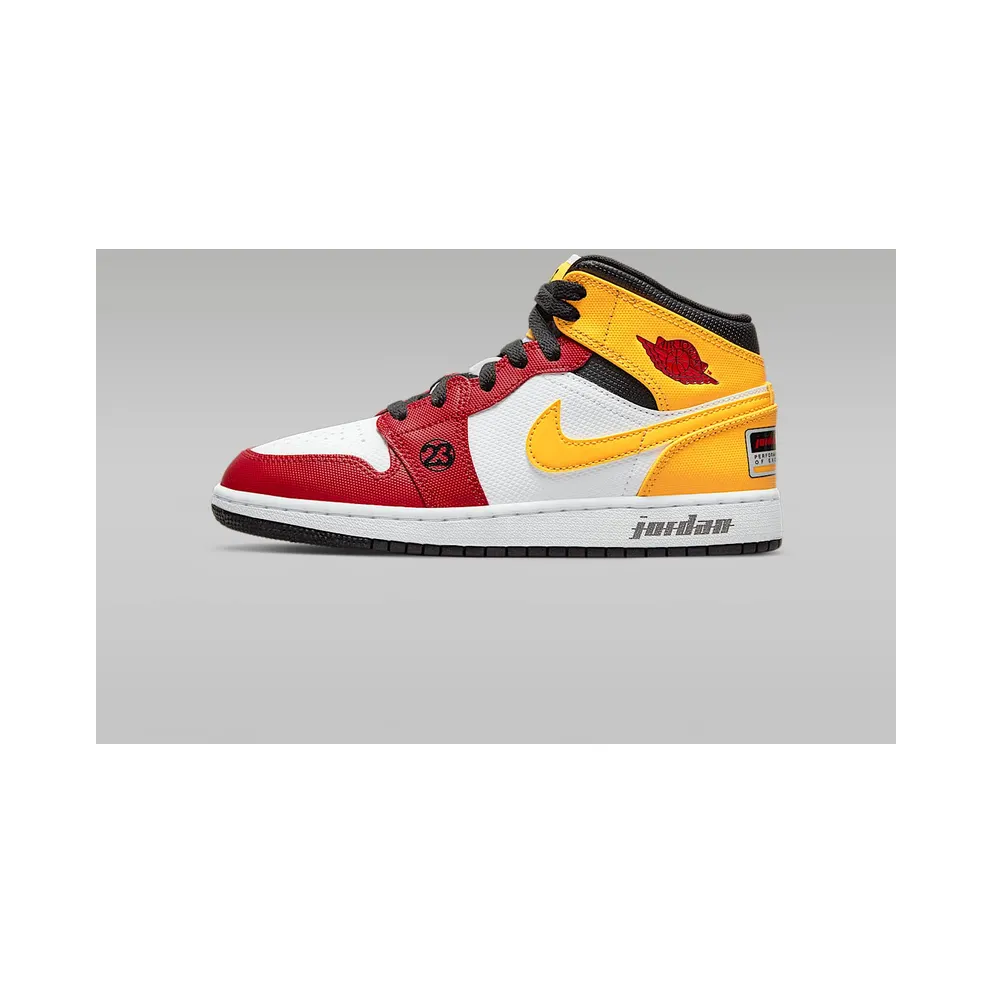 Air Jordan 1 Mid SE Motorsports (GS) – “White / Varsity Red / Yellow” (DJ0336-067)