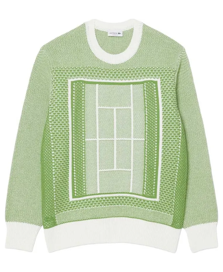 Lacoste – Tennis Court Graphic Jacquard Sweater – Sweatshirt-Strick (AH0619-00-4SI)