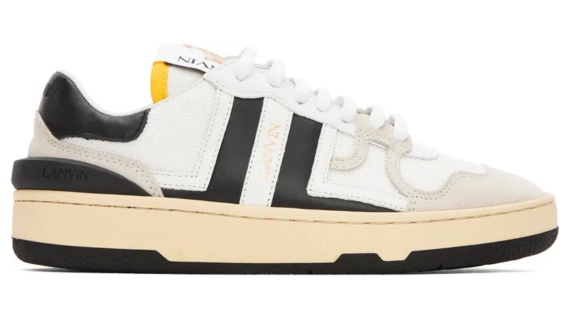 Lanvin White and Black Mesh Clay Low Sneakers (FM-SKDK00-NAS1-P21)