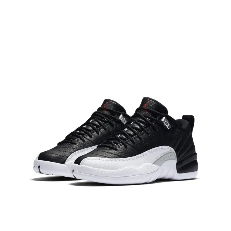 Jordan 12 Retro Low Playoffs (GS) Black/Varsity Red-White-Metallic Silver (308305-004)