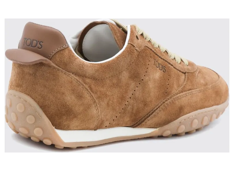 Tod’s Suede Low-Top Sneakers with Gommini and Embossed Logo Brown (XXW13M0KO30QG5S600) (2)