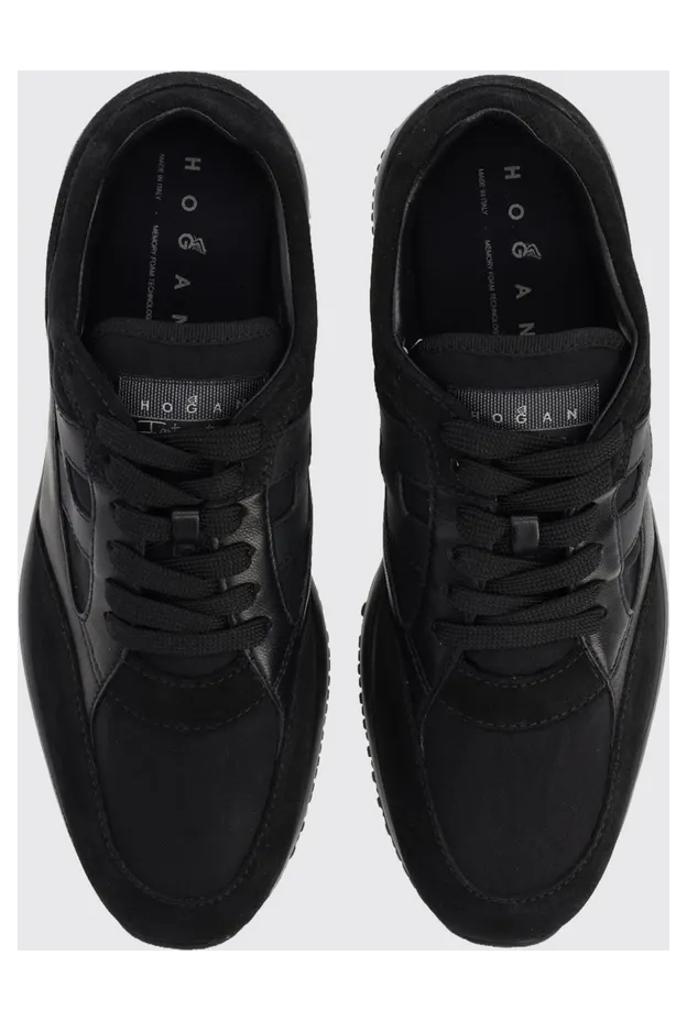 Hogan Interactive Nylon and Suede Sneakers with H Logo Black (HXW7130GC80UZAB999) (3)