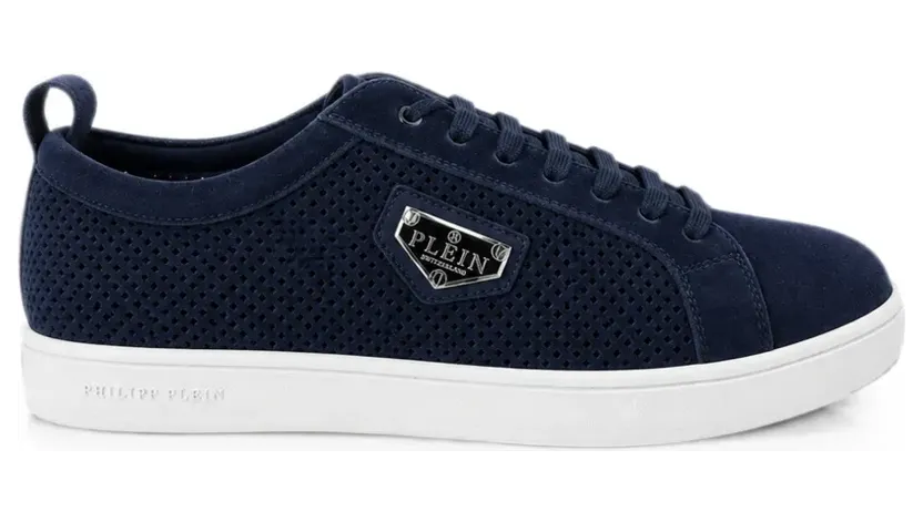 Philipp Plein perforated suede low-top sneakers – Blauw (UAFSMSC4117PLE009N)