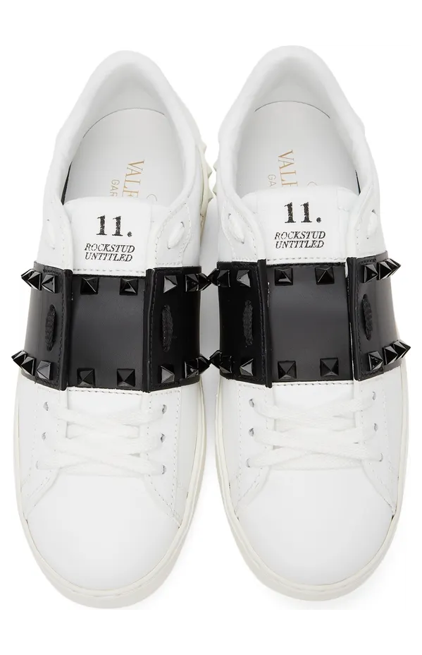 Valentino Garavani White & Black ’11’ Rockstud Untitled Sneakers (WW2S0A01LTU) (5)