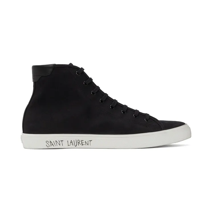 Saint Laurent Black Canvas Malibu Mid-Top Sneakers (606075GUZ20)
