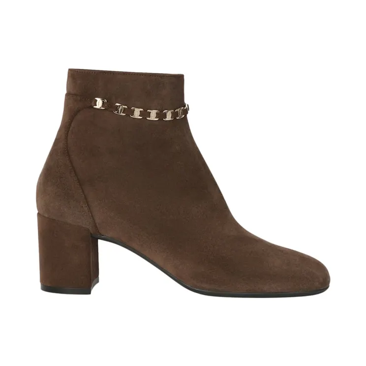 Ferragamo Ghila Suede Booties Dark Brown (01B954-756497-1C)