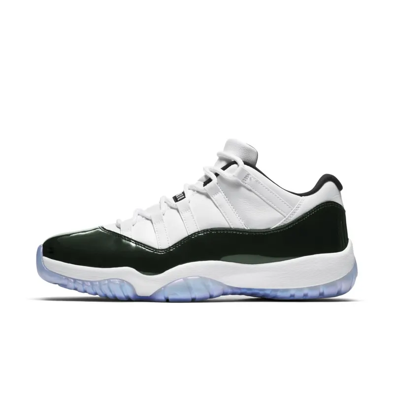 Jordan 11 Retro Low Iridescent White/Black-Emerald Rise (528895-145)
