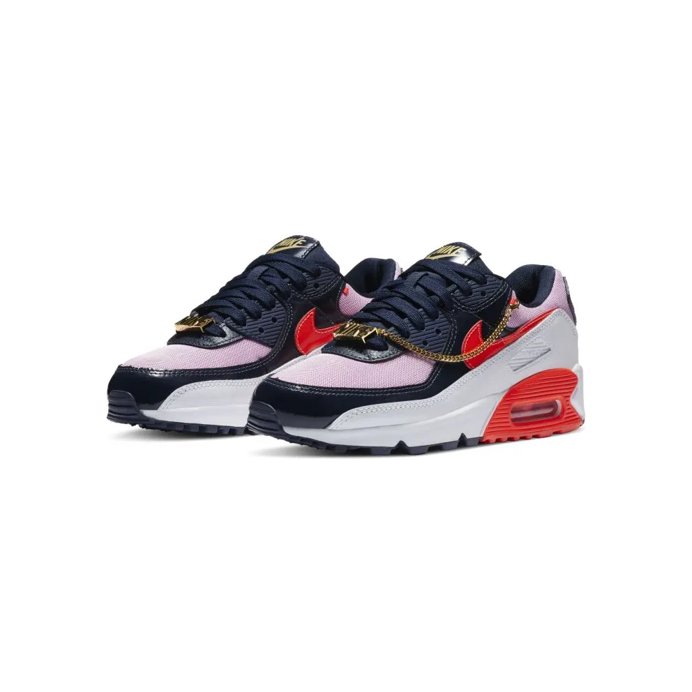Nike Air Max 90 Cuban Link Obsidian Pink (W) White/Obsidian-Beyond Pink-Bright Crimson (CZ8099-100)