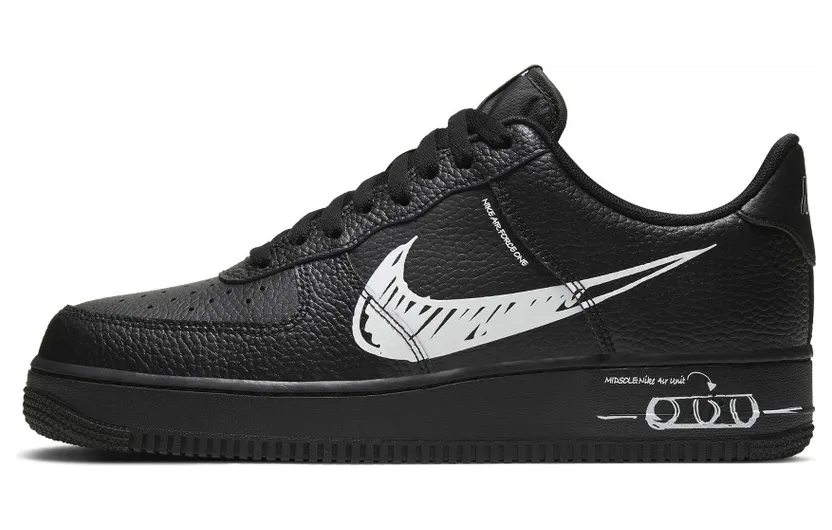 Nike Air Force 1 Low ‘Sketch’ Black/White/Black (CW7581-001)