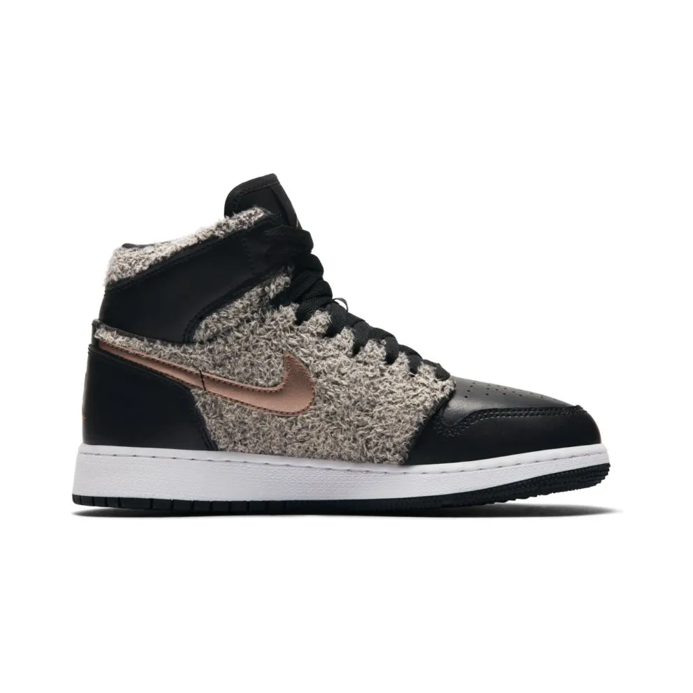 Jordan 1 Retro High Fleece Black Metallic Red Bronze (GS) Black/Metallic Red Bronze-White (332148-022)