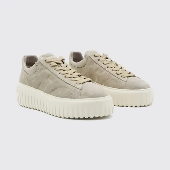 Hogan H-Stripes Suede Platform Sneakers Beige (HXW6450FC6TPJQC803)