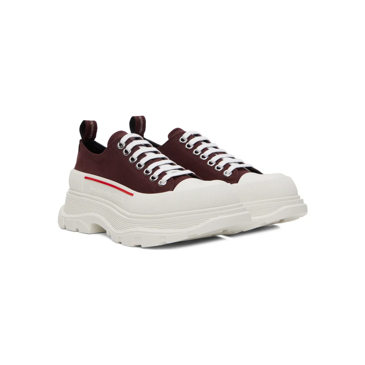 Alexander McQueen Burgundy Tread Slick Low Sneakers (705660W4V31) (4)