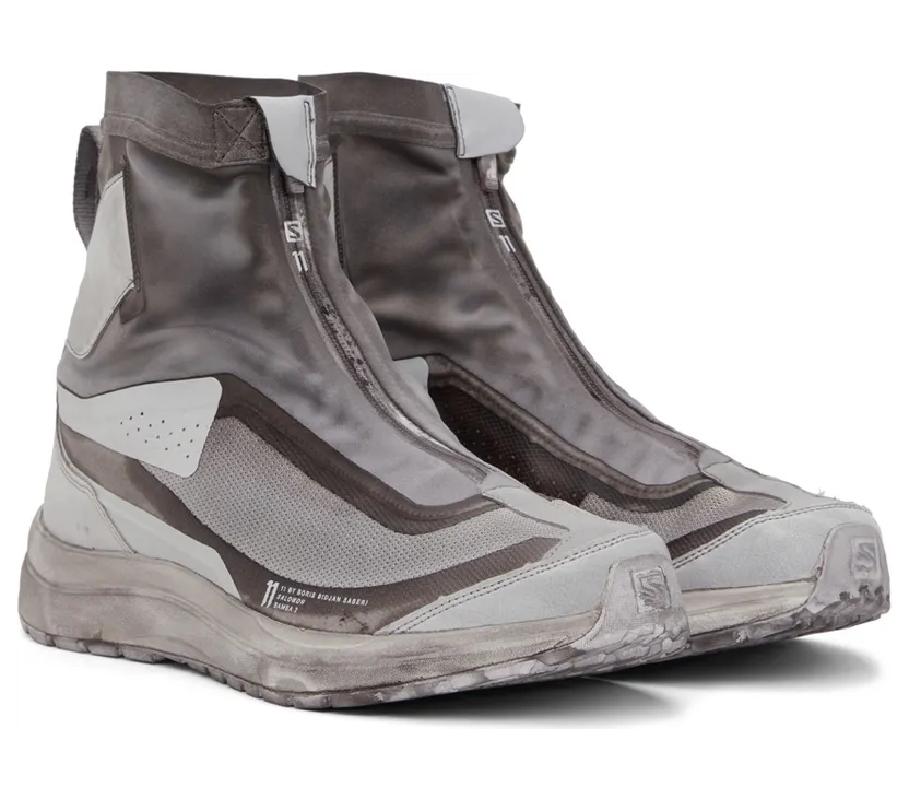 11 by Boris Bidjan Saberi White & Grey Salomon Edition Bamba 2 High Sneakers (113 11xS) (4)