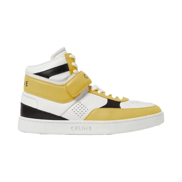 Celine CT-03 Leather High-Top Sneakers Yellow White Black (32027475399589584)