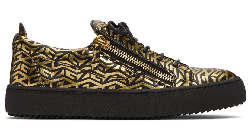 Giuseppe Zanotti Black & Gold Frankie Monogram Sneakers (RU20051)