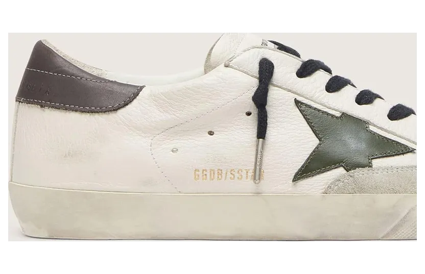 Golden Goose Super-Star In Nappa With Green Leather Star And Gray Leather Heel Tab (GMF00840.F006642.10974) (5)