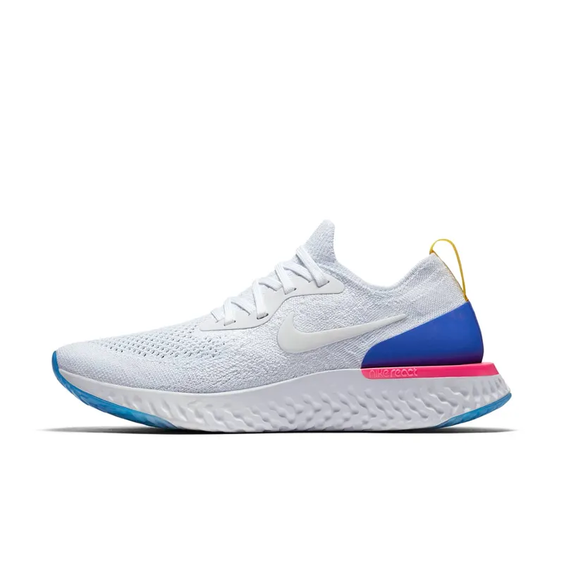 Nike Epic React Flyknit White Racer Blue Pink Blast (W) White/White-Racer Blue-Pink Blast (AQ0070-101)