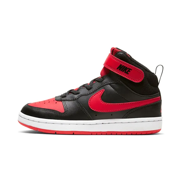 Nike Court Borough Mid 2 Bred (PS) “Black / White / University Red” (CD7783-003)