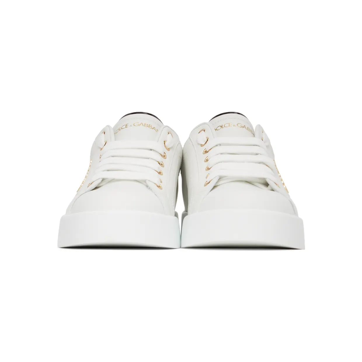 Dolce & Gabbana White & Black Portofino Low Sneakers (CK1602 AH506) (2)