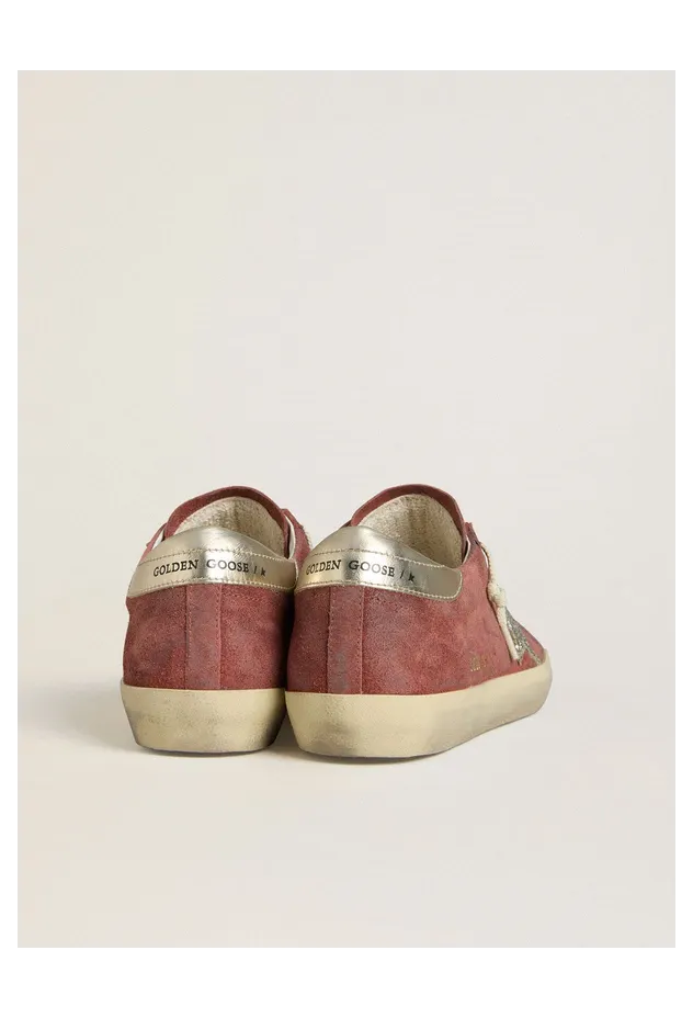 Golden Goose Super-Star Ltd In Red Suede With Silver Glitter Star And Laminated Leather Heel Tab (GWF00101.F007867.40399) (5)