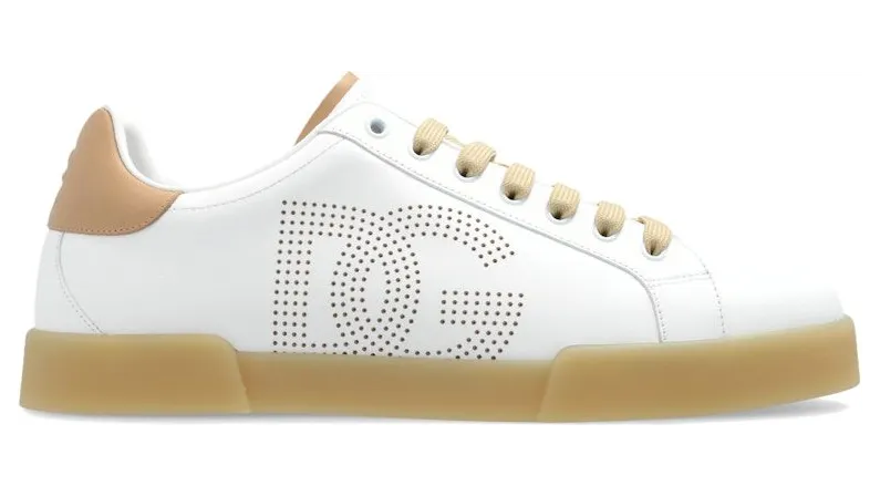 Dolce & Gabbana Portofino Sneaker Perforated DG Logo White Cream (CS2277 A9U73 8Z151)