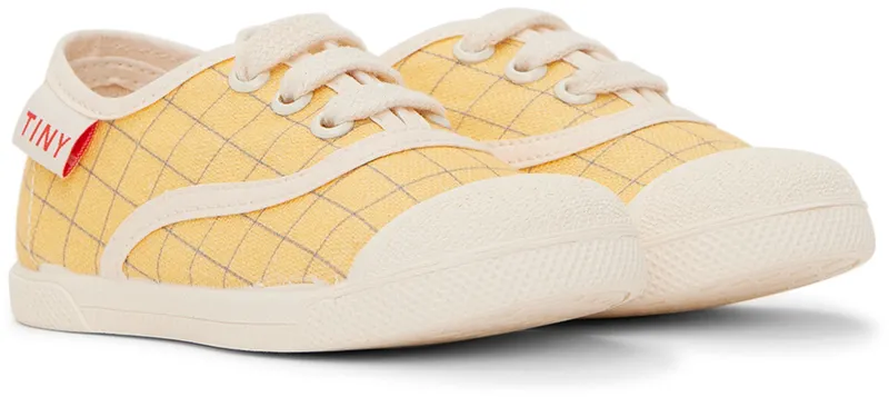 TINYCOTTONS Baby Yellow & Blue Grid Sneakers (SS22-299)