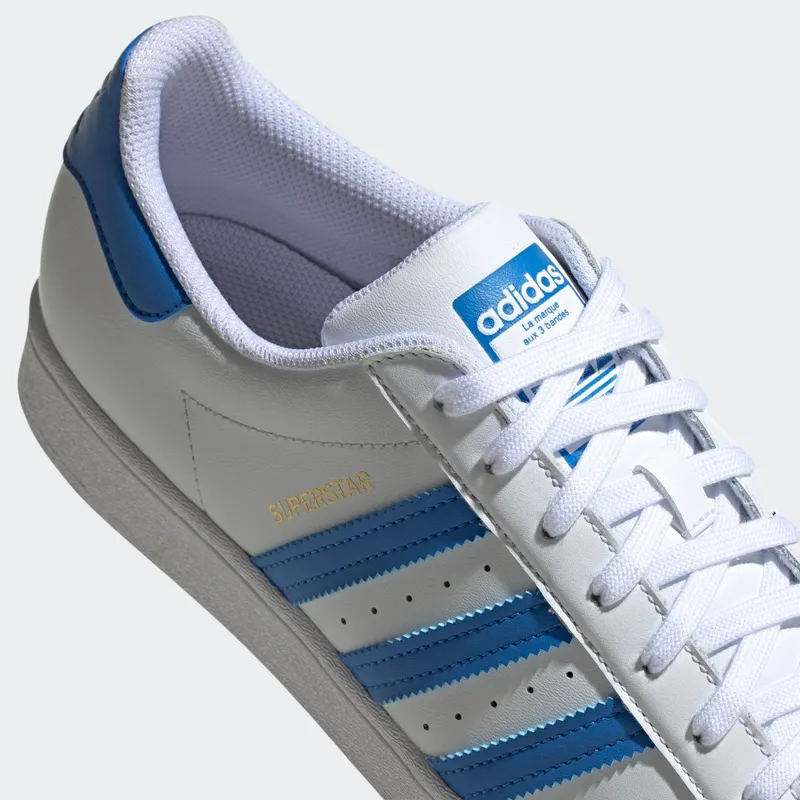 Adidas Superstar ‘White True Blue’ Cloud White/True Blue/Gold Metallic (H68093)