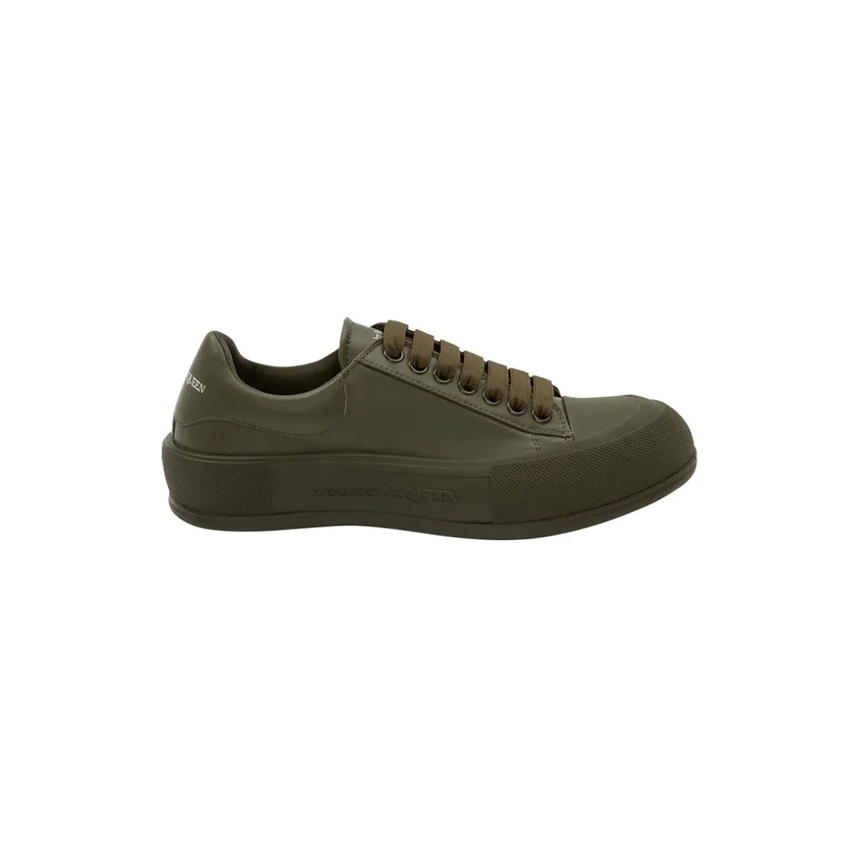 Alexander McQueen Leather Deck Plimsoll Khaki (667817WIAGC3211)