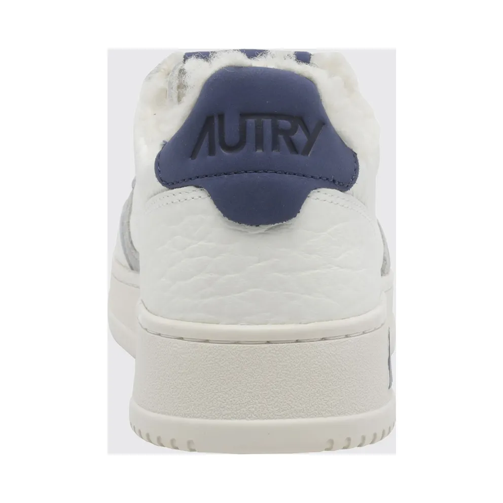 Autry Medalist Low in Grained Leather with Shearling Lining White (AUXMNE20)