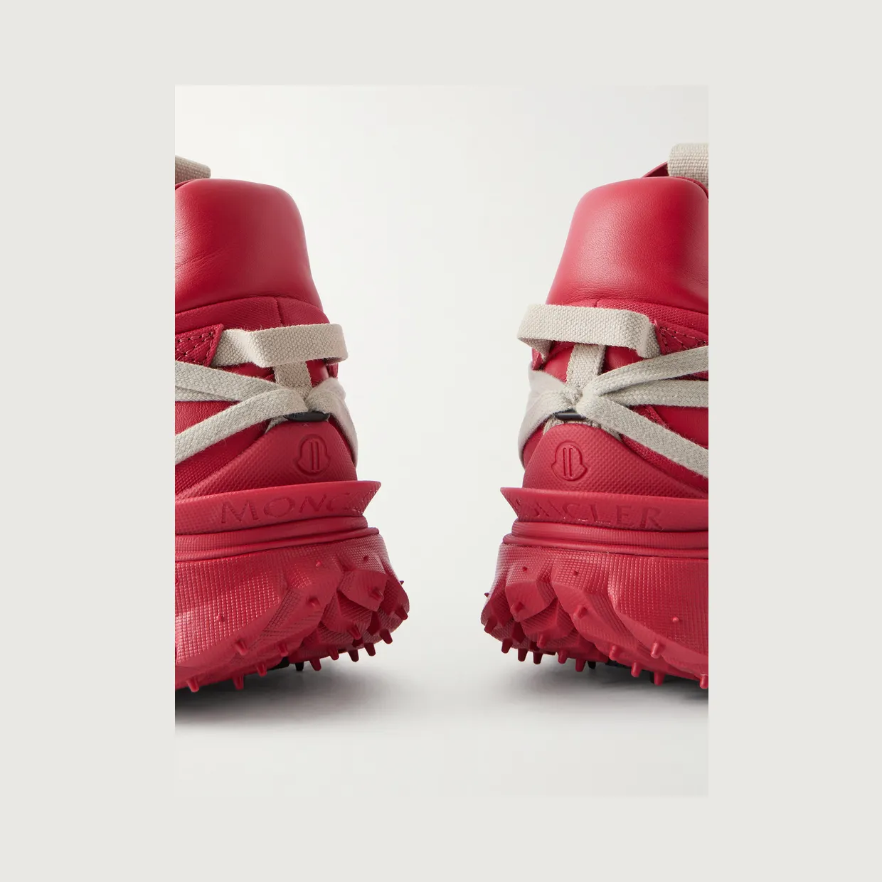 Rick Owens + Moncler Trailgrip Megalace® Leather and Rubber Sneakers Red (MU01F4M10) (5)