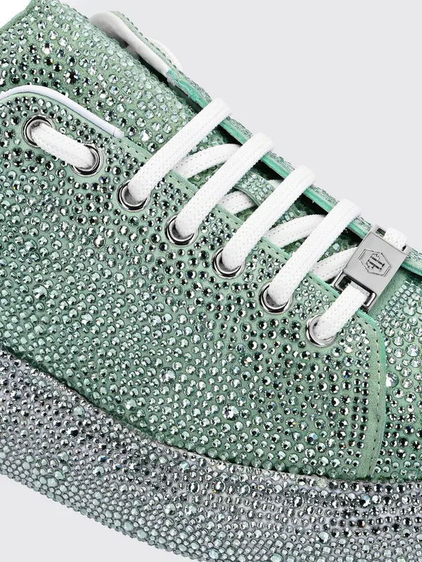 Philipp plein Leather Platform Sneakers with Embroidered Details and Rhinestones Green (PAASWSC2082PCO058N05) (2)