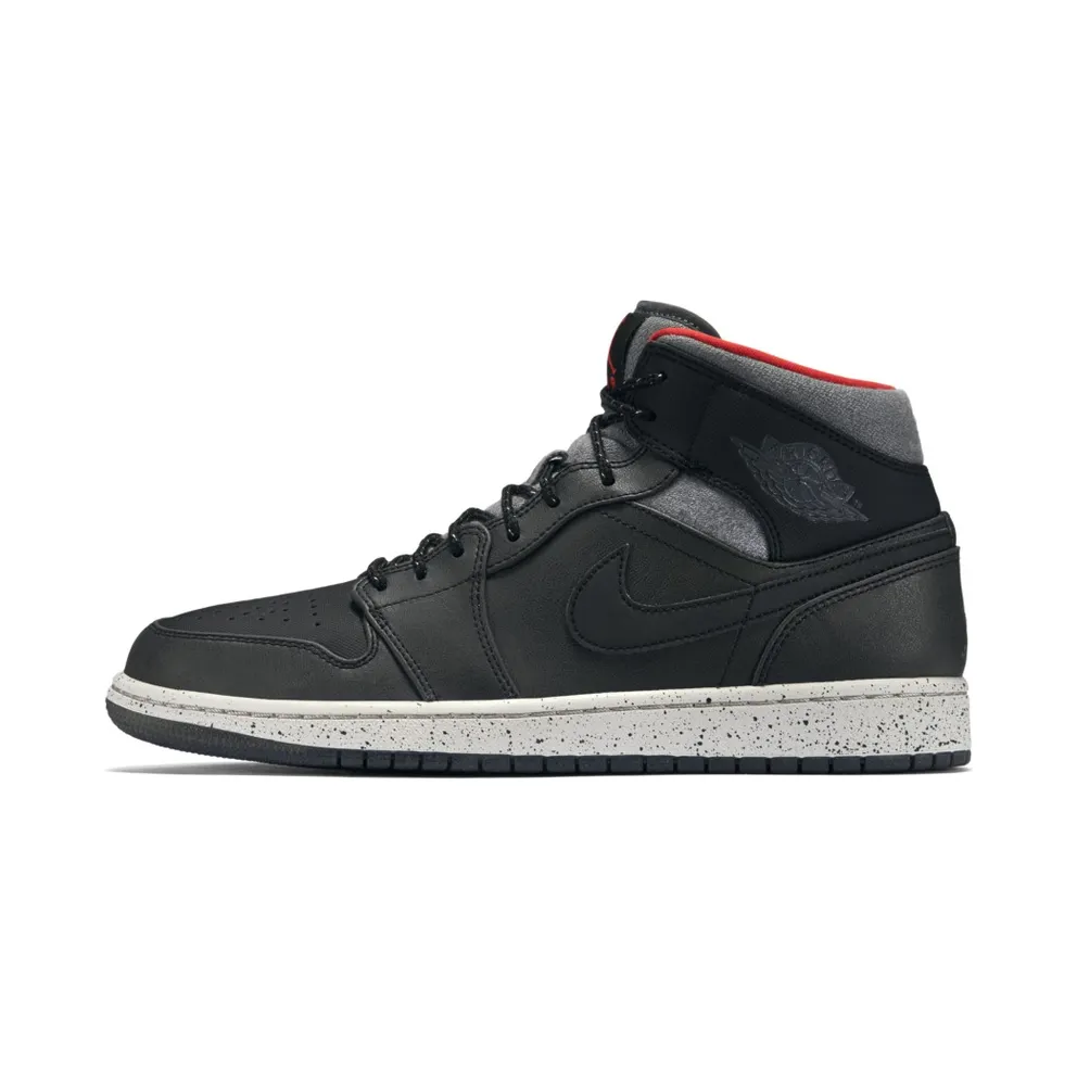 Jordan 1 Mid Holiday (2015) Black/Dark Grey-Light Bone-Infrared 23 (811124-035)