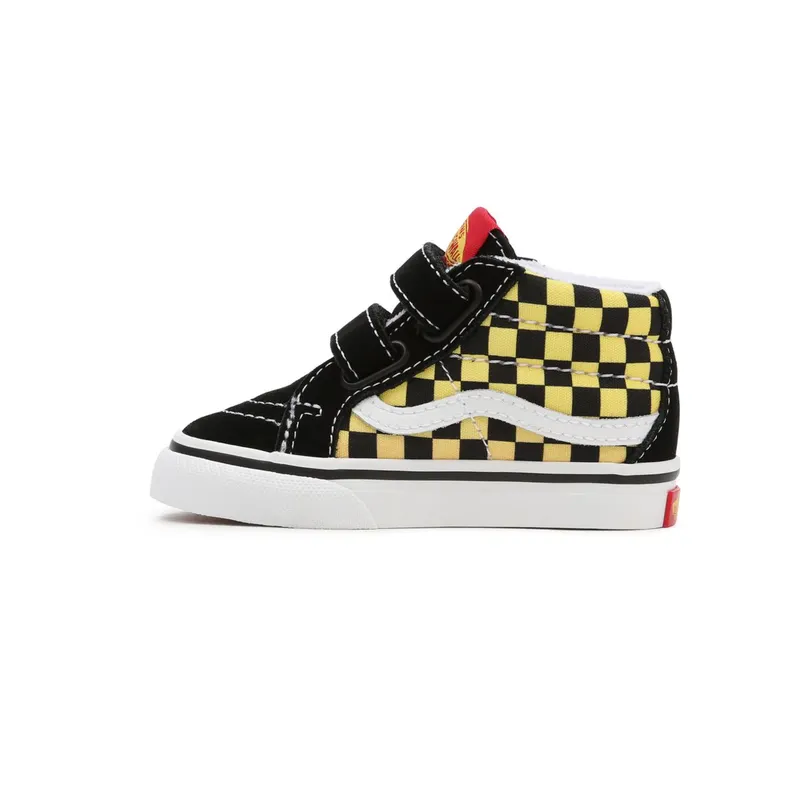 VANS Flame Logo Repeat Sk8-mid Reissue Velcro Toddler Shoes Black (VN0A5DXDABX)