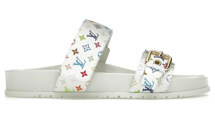 Louis Vuitton Bom Dia Flat Comfort Mule Takashi Murakami White (1AGXU3)
