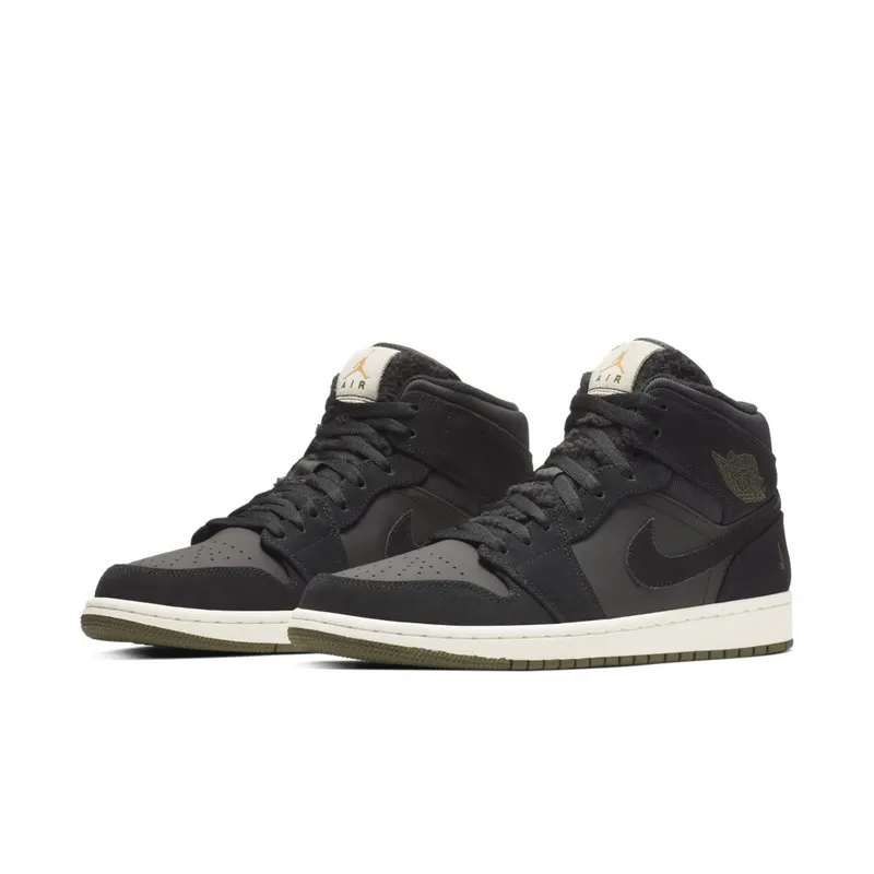Jordan 1 Mid Black Olive Canvas Black/Olive Canvas-Sail-Cone (BQ6579-001)