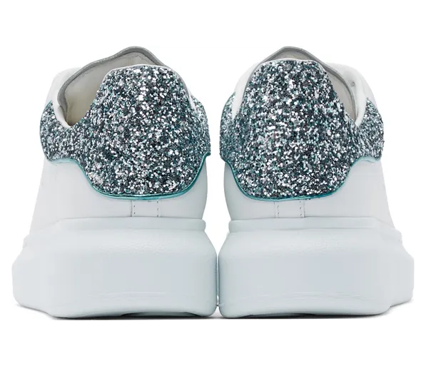 Alexander McQueen White & Blue Glitter Oversized Sneakers (558945WHNBK) (4)